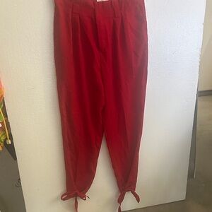 Lulumari Red Tie-Hem Cropped Pants